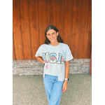 Simply Southern Simply Southern Tee USA Patch Light Heather