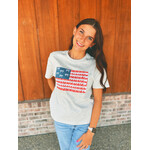 Simply Southern Simply Southern Flag Applique Tee Light Heather
