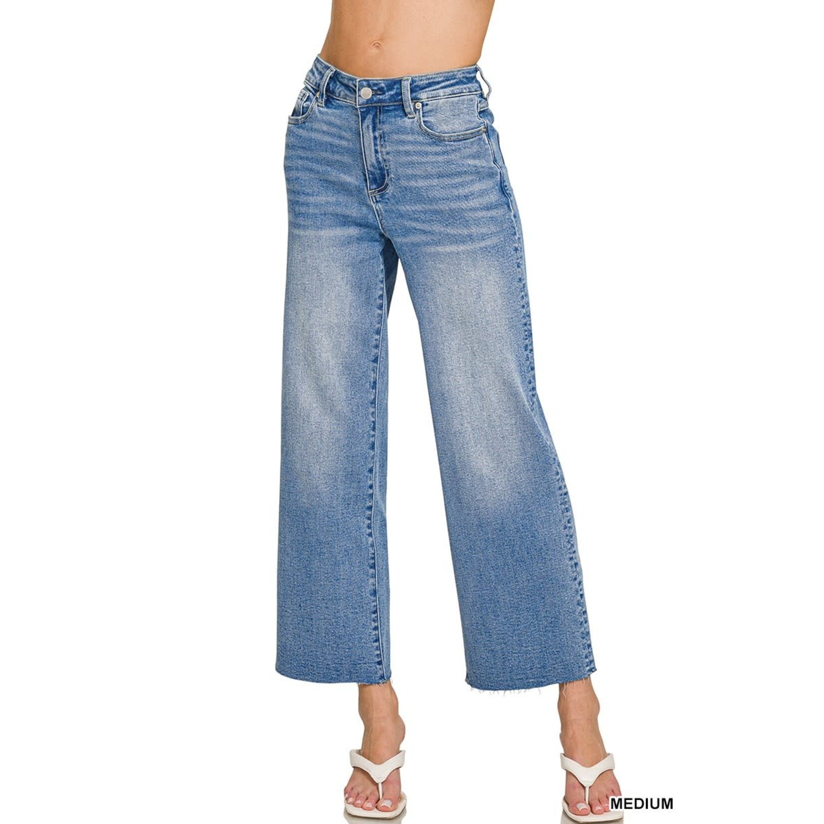Zenana Zenana Cropped Wide Leg Medium Wash 9524MM