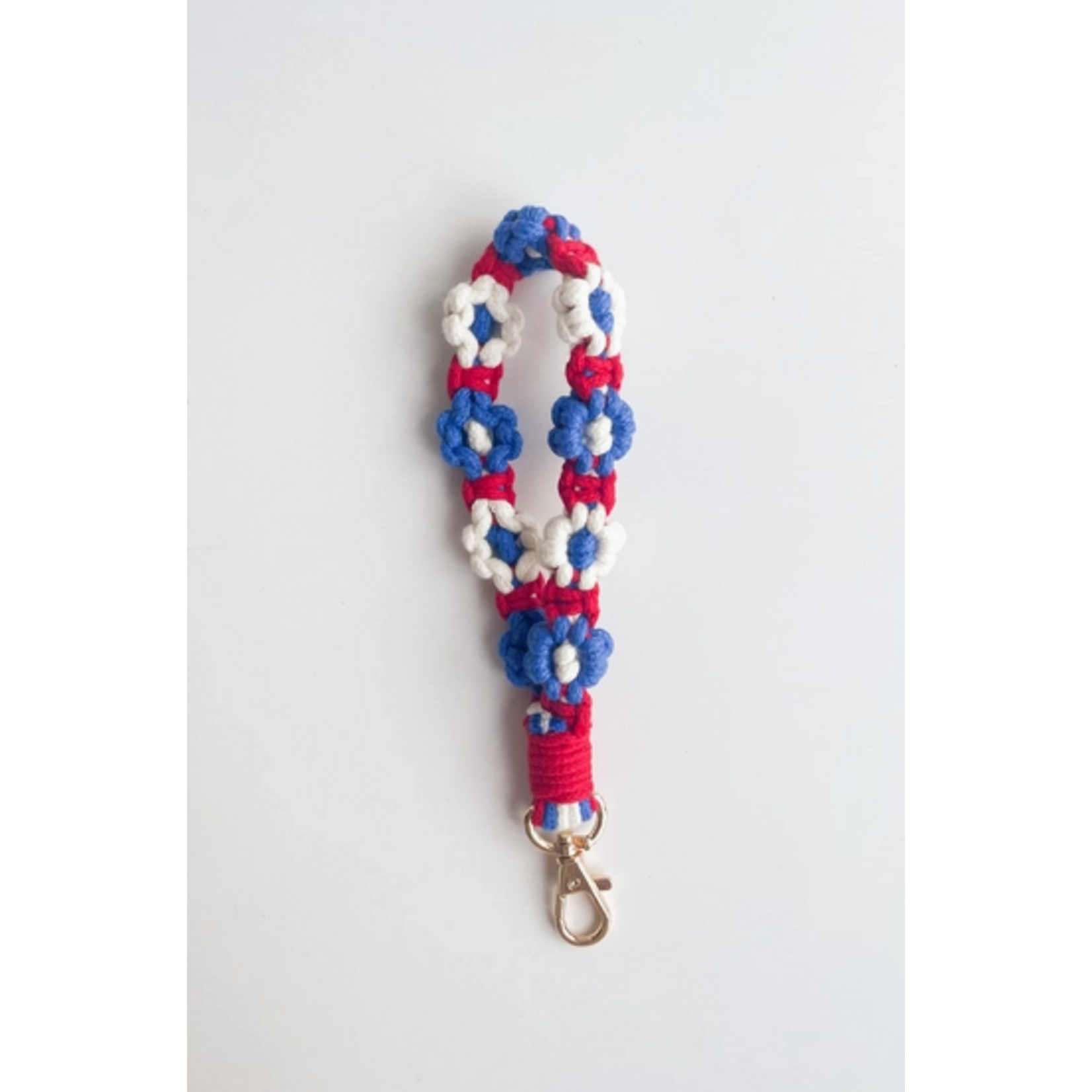 Adorro Adorro Macrame Daisy USA Wristlet Keychain