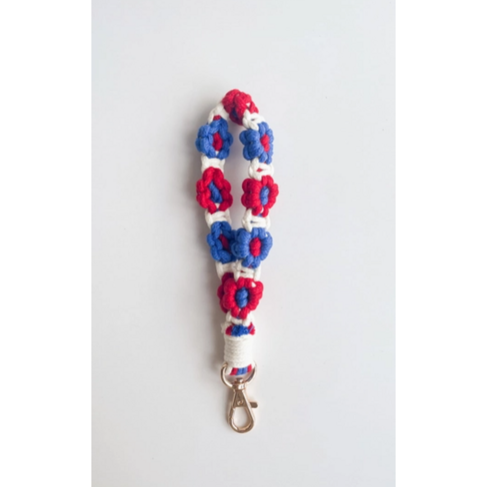 Adorro Adorro Macrame Daisy USA Wristlet Keychain