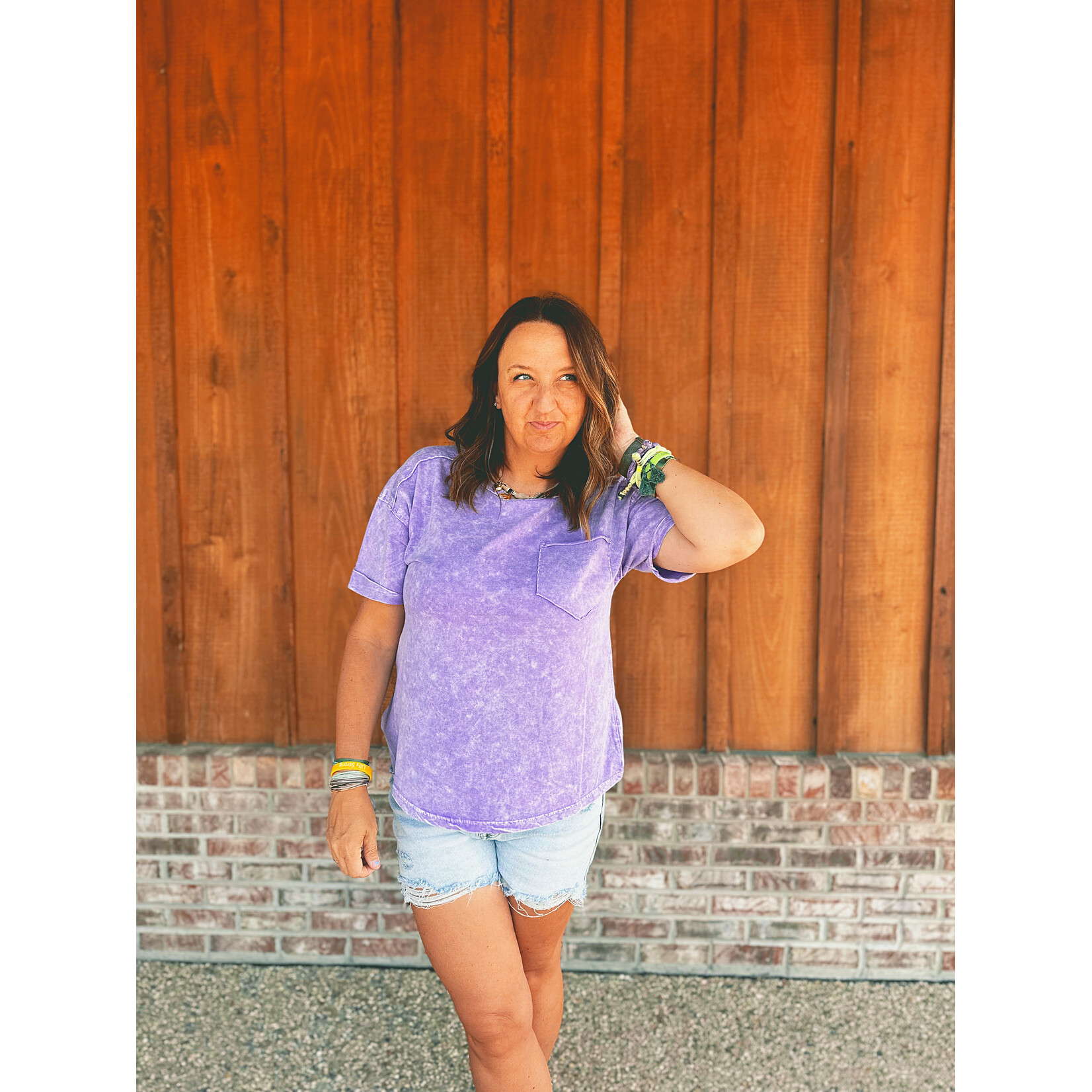 Zenana Zenana Halo Snow Washed Relaxed Fit Tee Violet