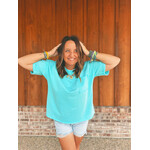 Zenana Zenana French Terry Acid Washed Exposed Seam Tee Mint Sky