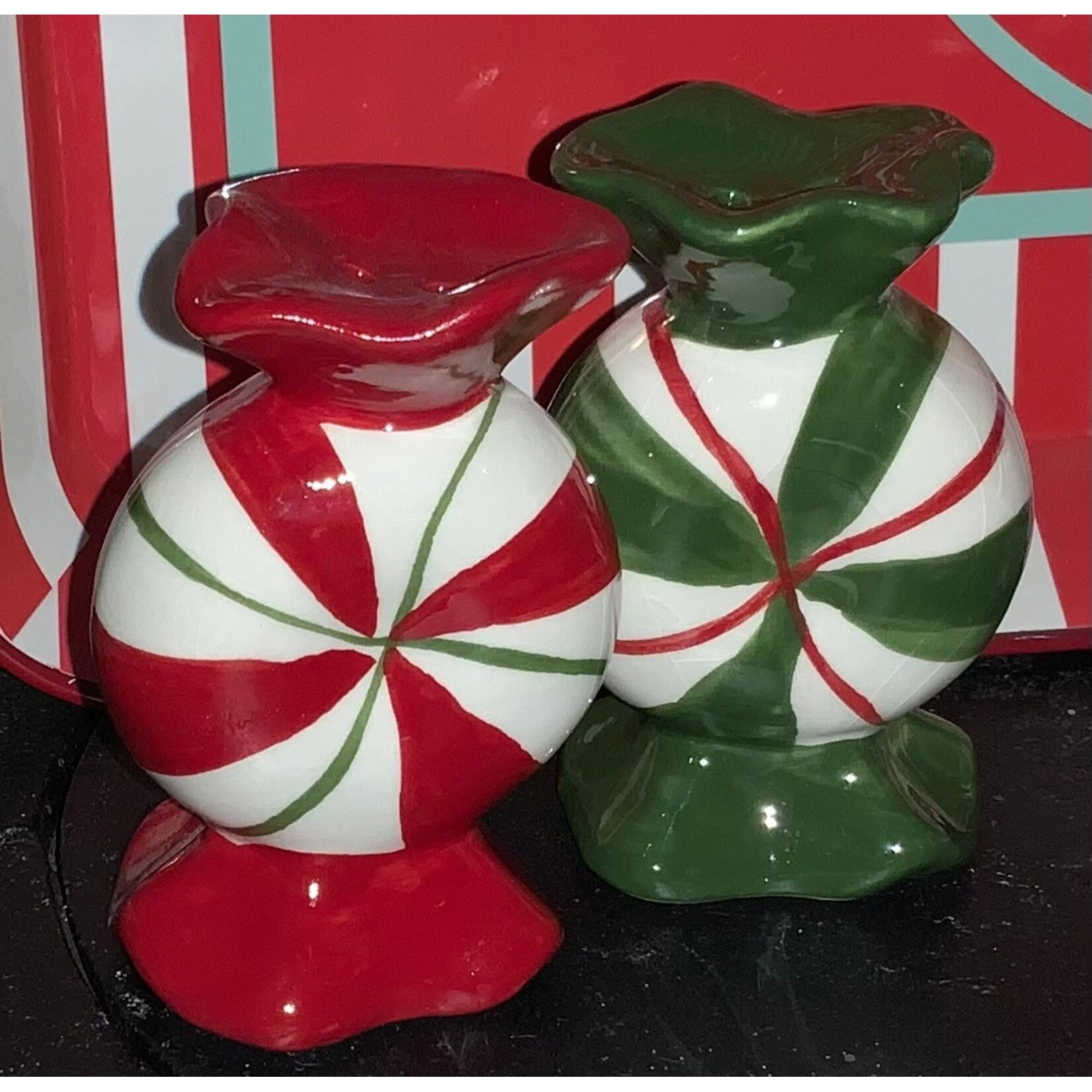 Youngs Ceramic Peppermint Salt & Pepper Set