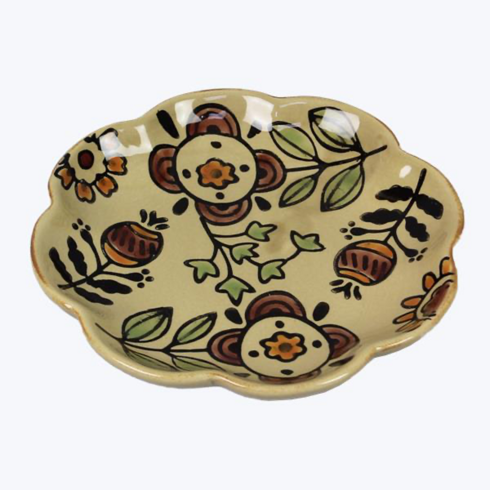 Youngs Folk Art Floral Trinket Dish