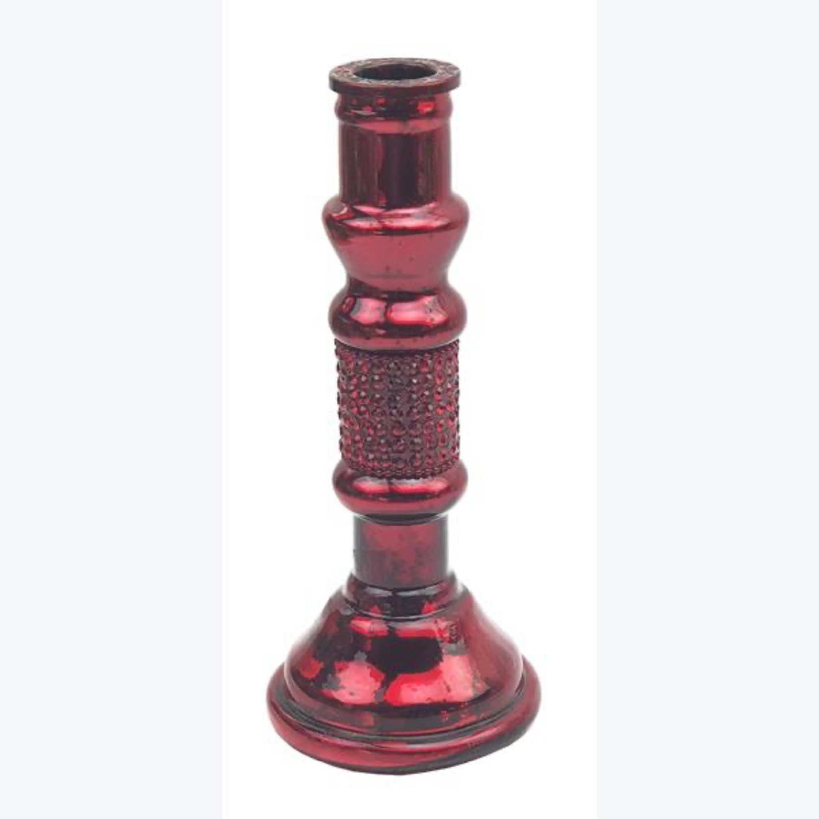 Youngs Red Mercury Glass Pillar Candlestick