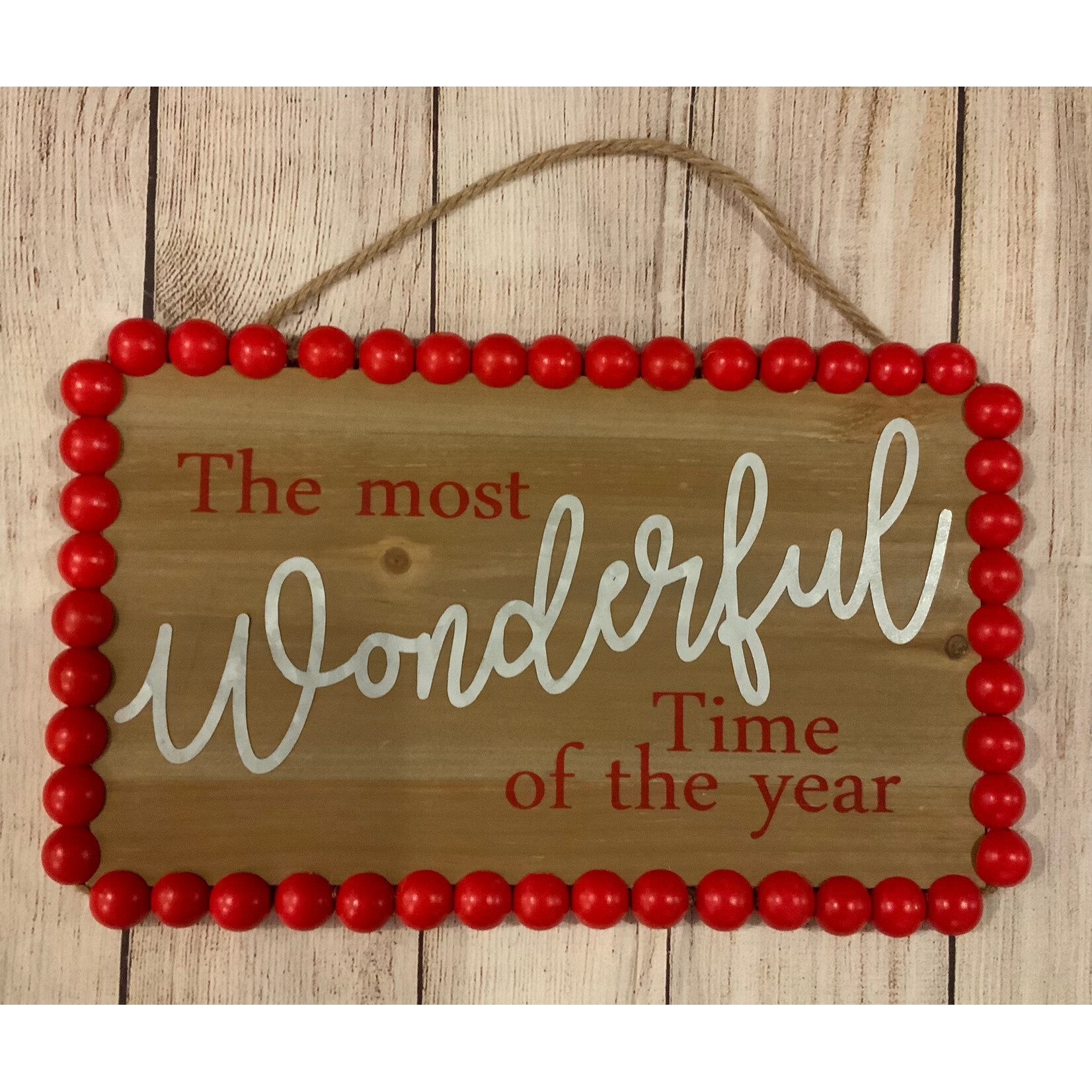 Youngs Beaded Christmas Wall Sign The Most Wonderful Time of the Year