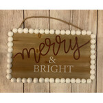 Youngs Beaded Christmas Wall Sign Merry & Bright