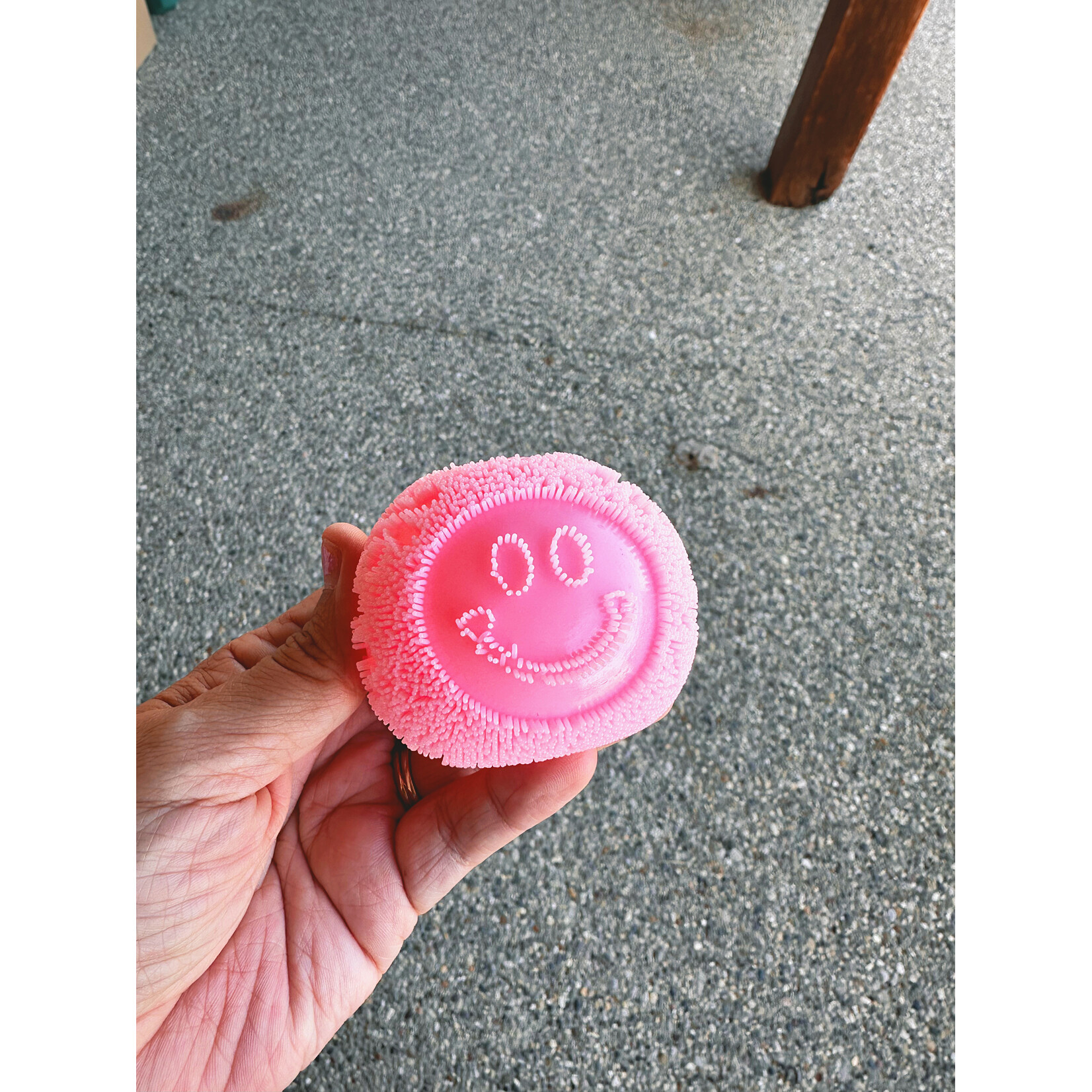 Love and Repeat Super Soft Fuzzy Smiley Face Squishie Ball