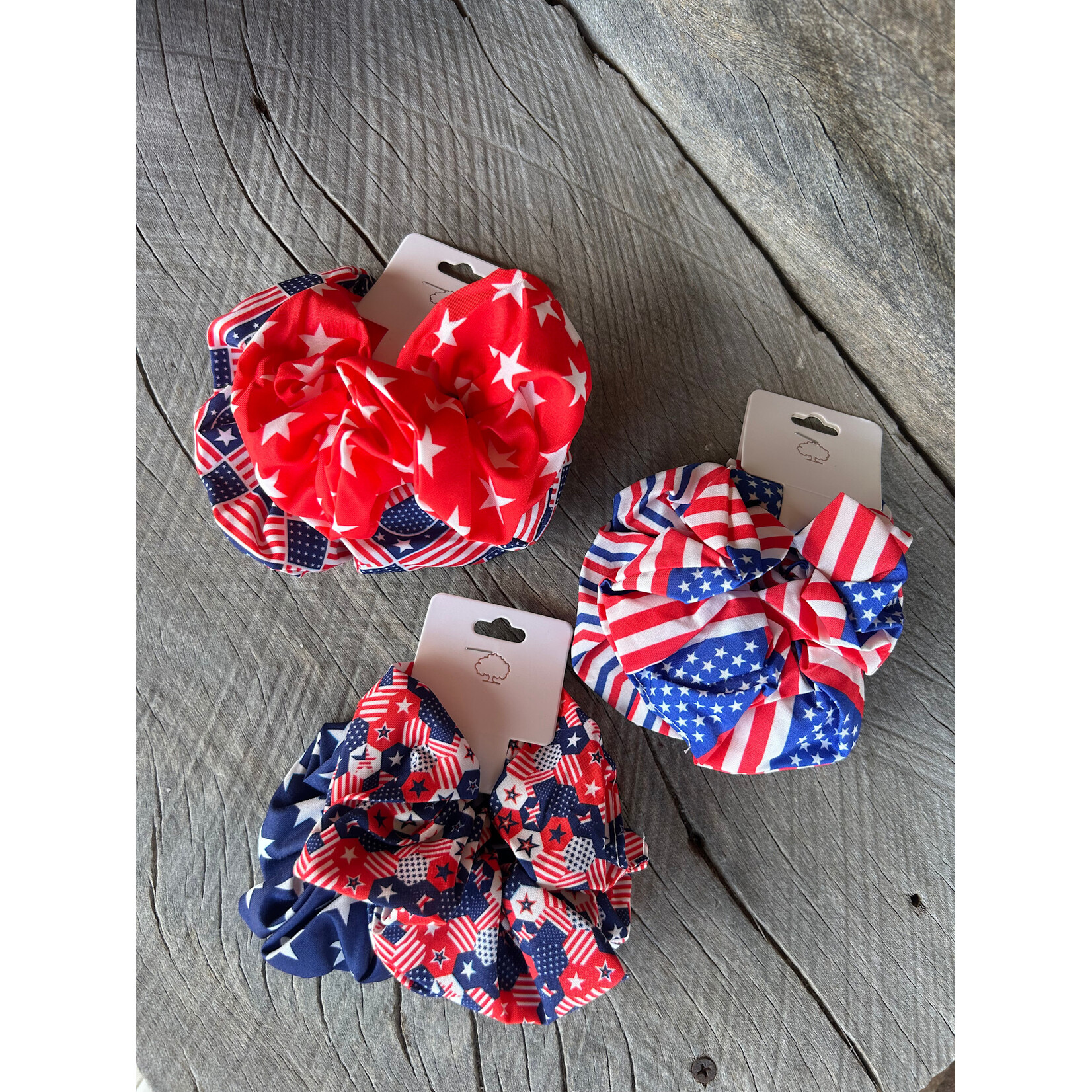 Love and Repeat American Flag Hair Scrunchies Set of 2