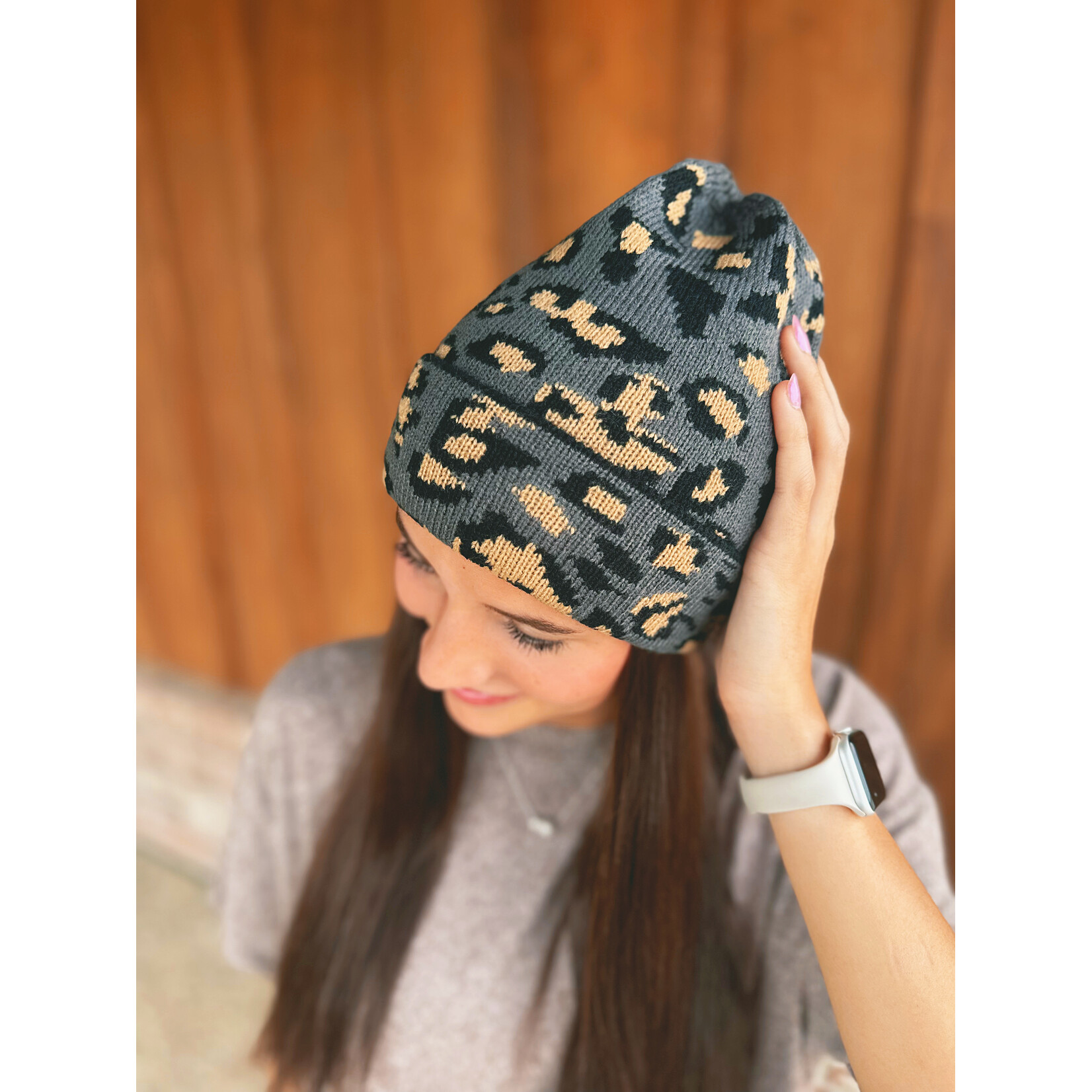 Victoria Leland Leopard Knit Beanie