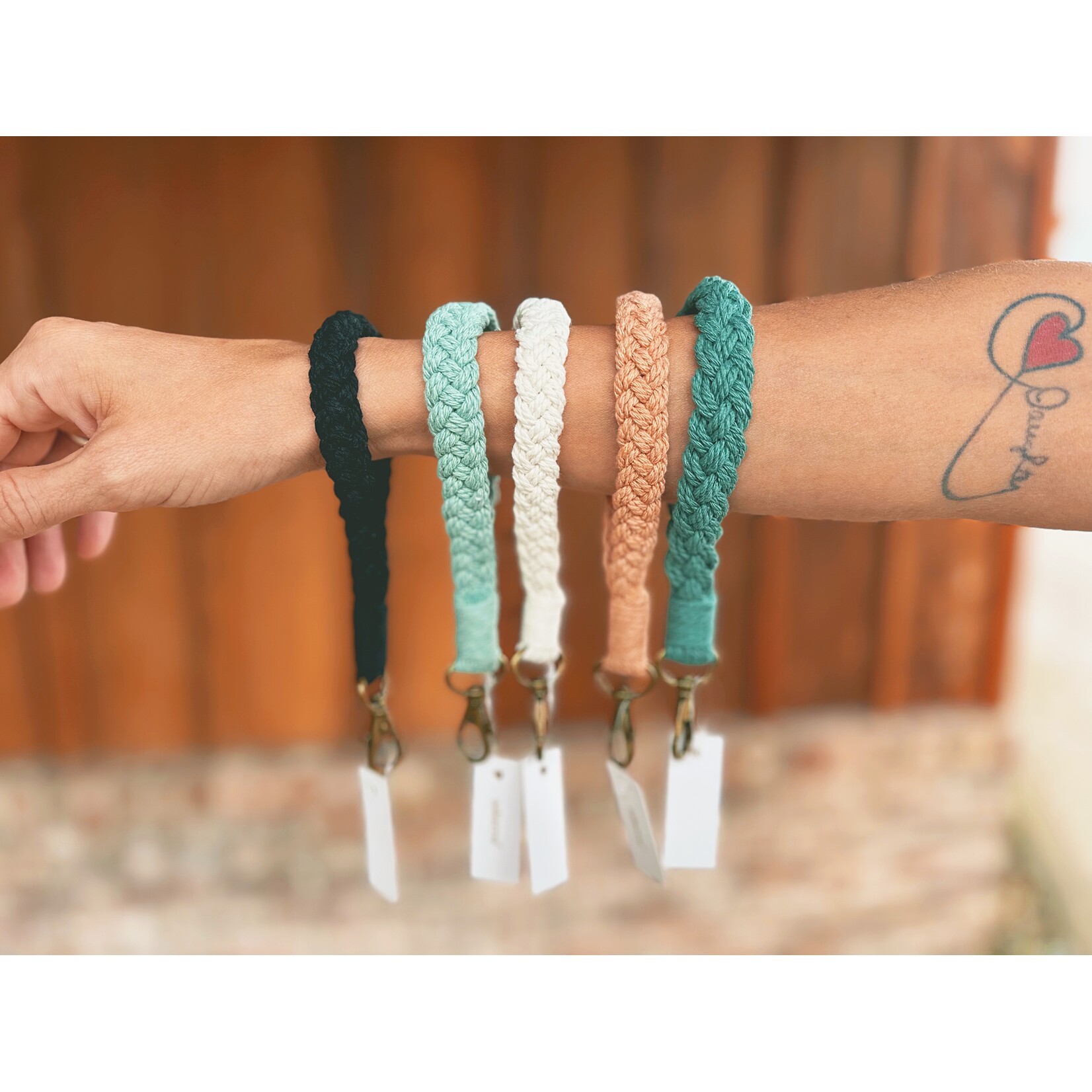 Adorro Macrame Flat Braided Wristlet Keychain