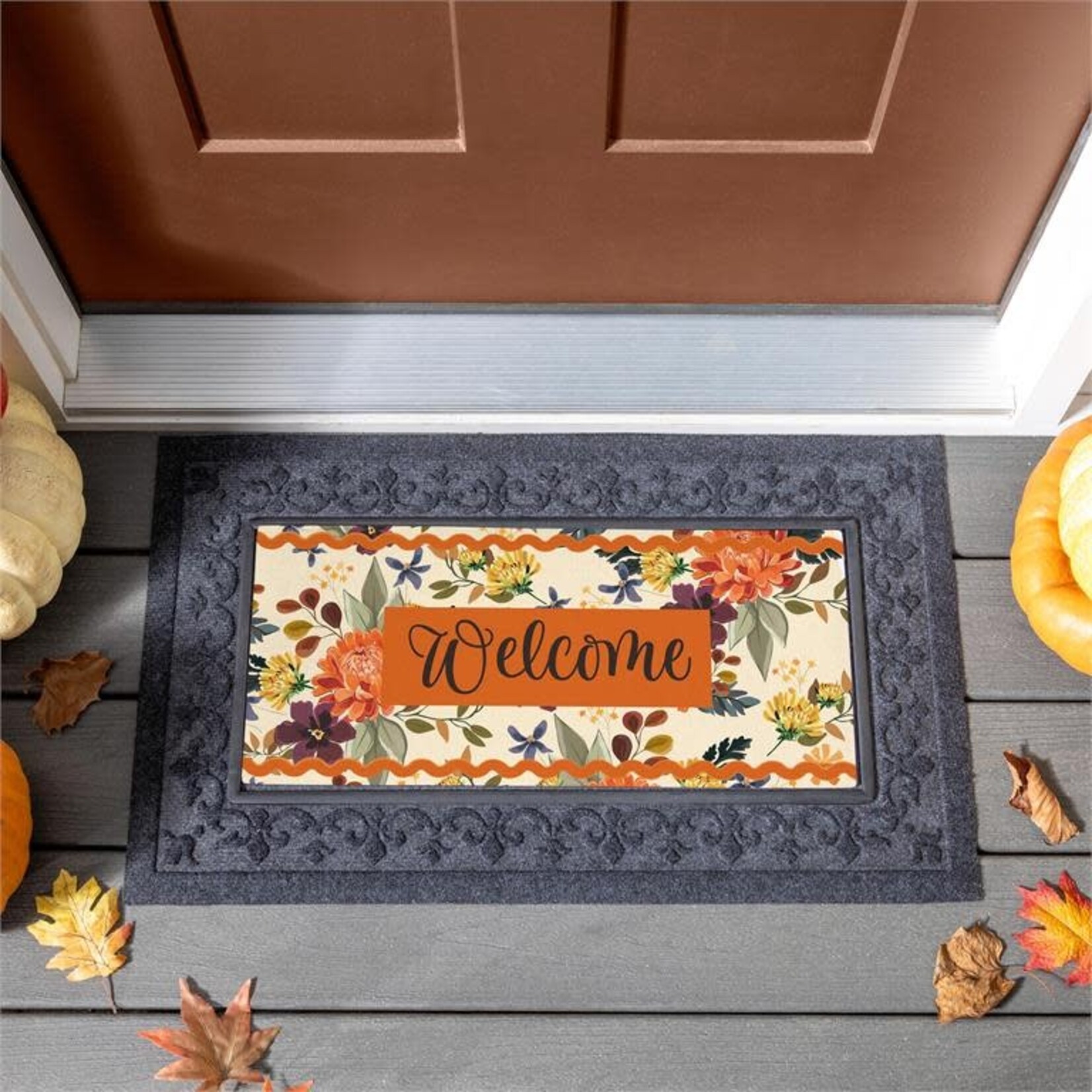 Evergreen Fall Floral Welcome Switch Mat