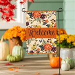 Evergreen Fall Floral Welcome Garden Flag