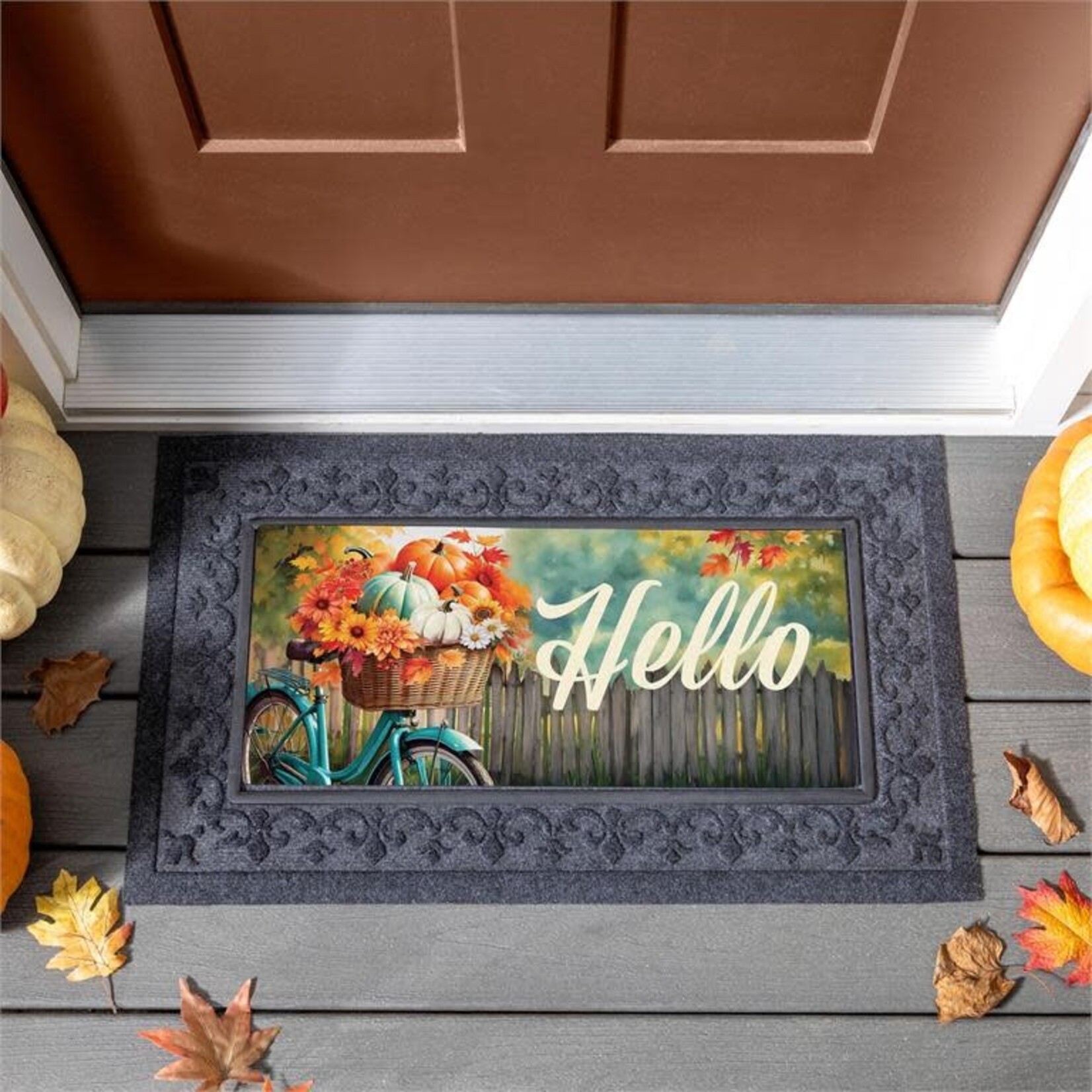 Evergreen Hello Fall Pumpkins & Leaves Switch Mat