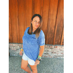 Zenana Zenana Halo Snow Washed Relaxed Fit Tee Navy