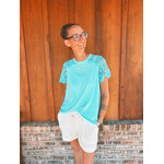 Youngs Young's Short Sleeve Lace Sleeve Top Teal