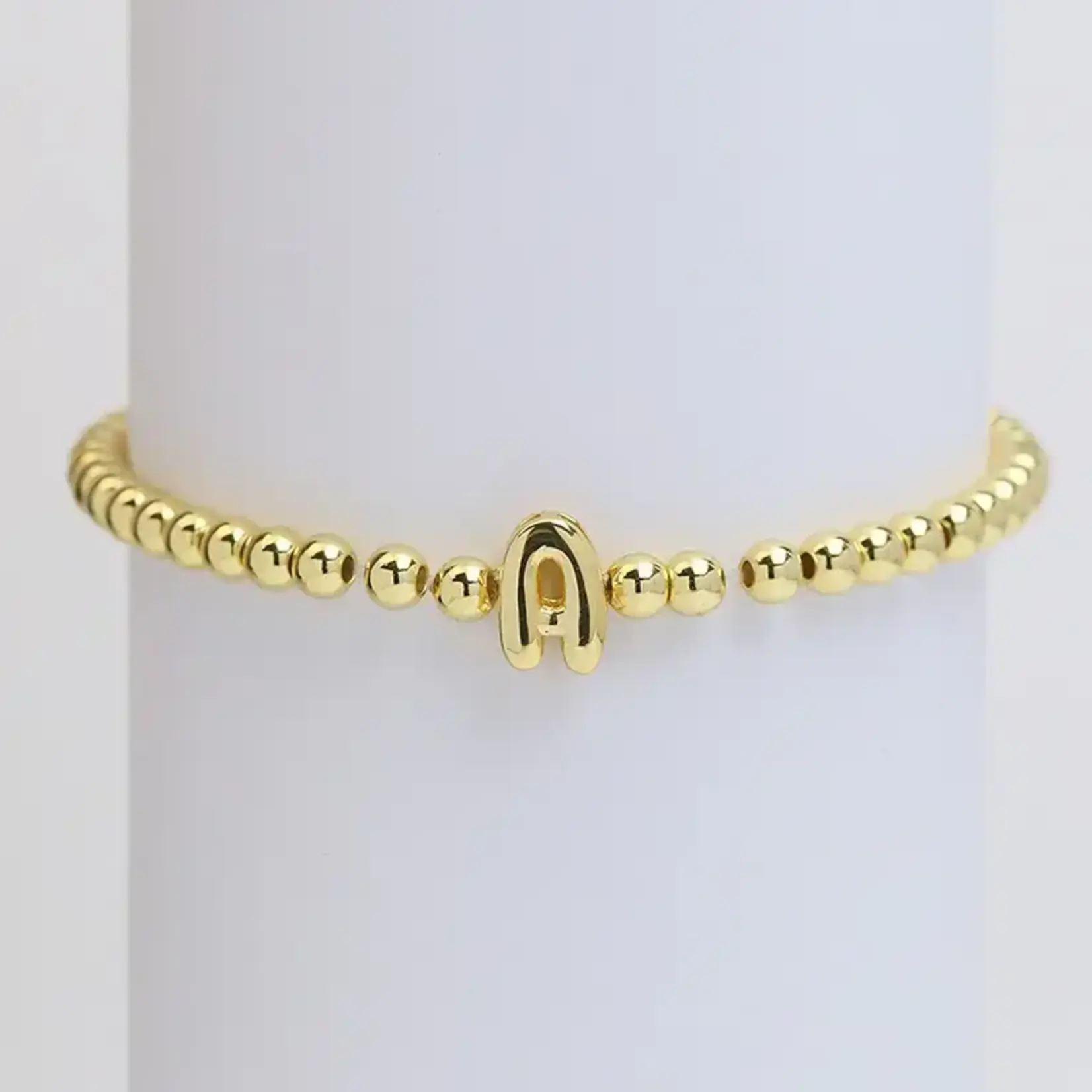 Josslyn Josslyn Gold Initial Monogram Bubble Beaded Bracelet A