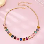 Josslyn Josslyn Gold Rainbow Emerald-Cut Gemstone Statement Necklace