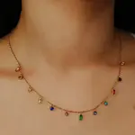 Josslyn Josslyn Gold Rainbow Stone Dangle Necklace