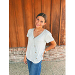 Sew in Love Sew in Love Short Sleeve Top with Buttons Heather Gray