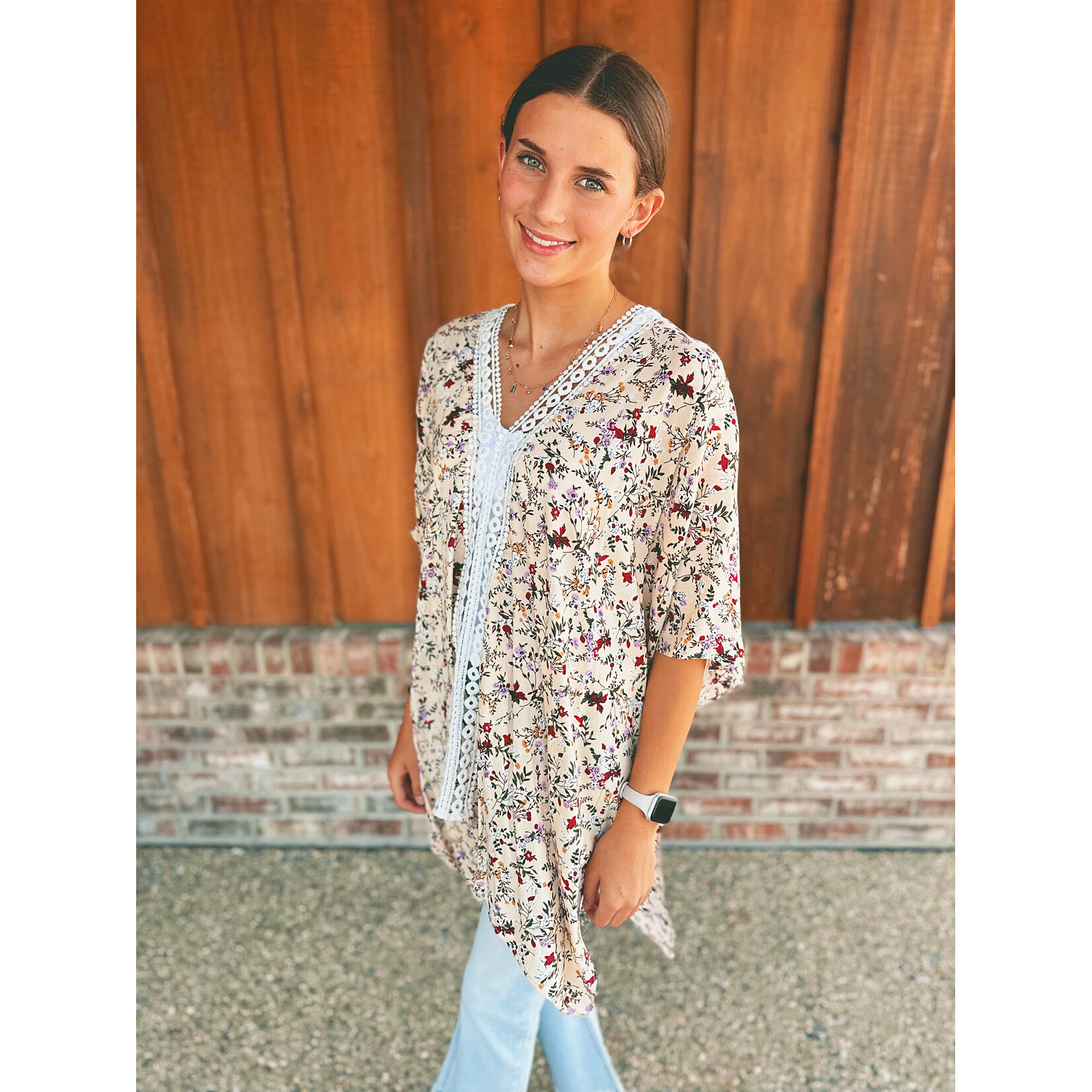 Youngs Young's Lace and Floral Kaftan