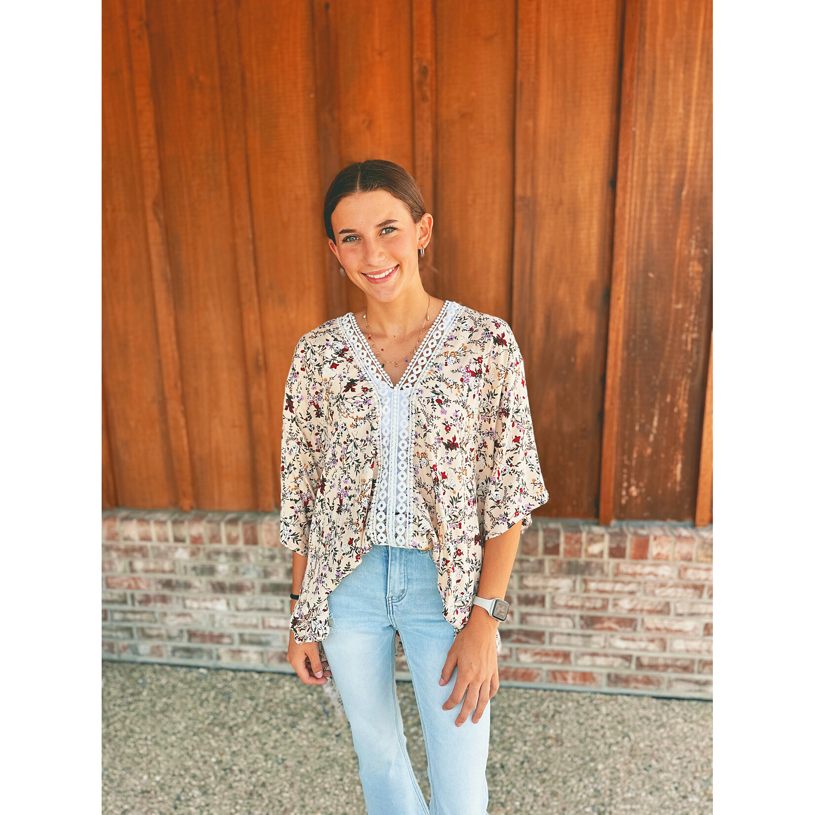 Youngs Young's Lace and Floral Kaftan