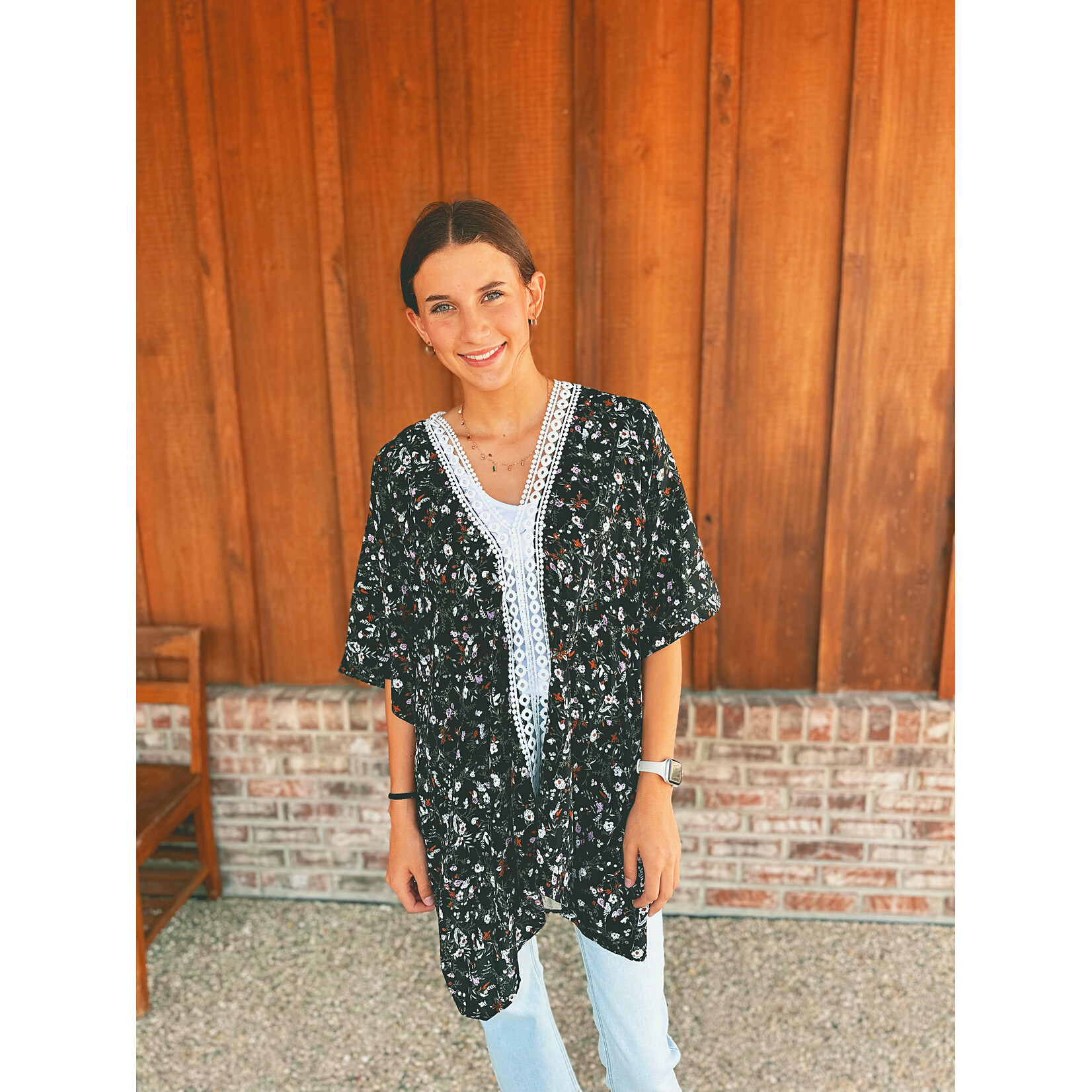 Youngs Young's Lace and Floral Kaftan