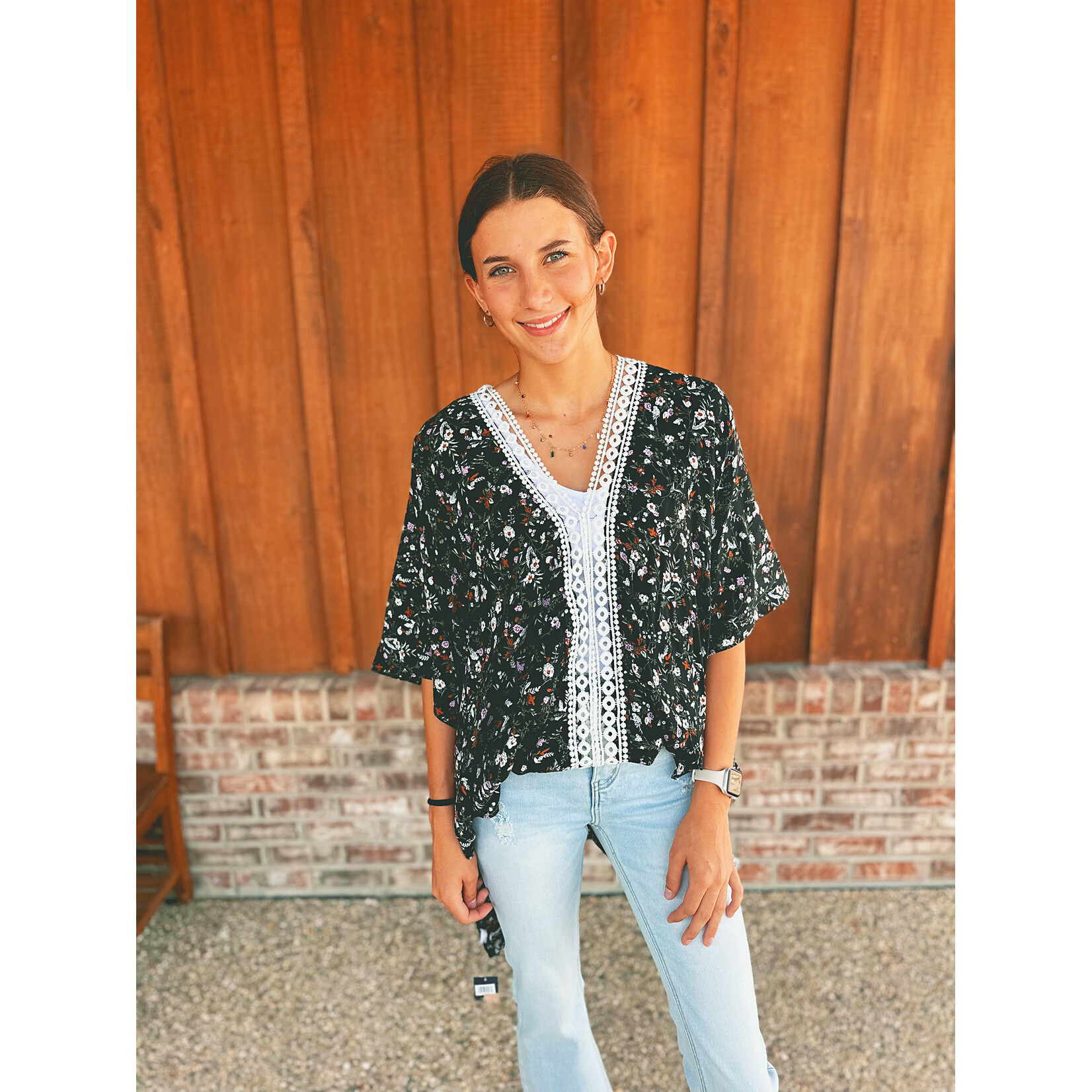 Youngs Young's Lace and Floral Kaftan