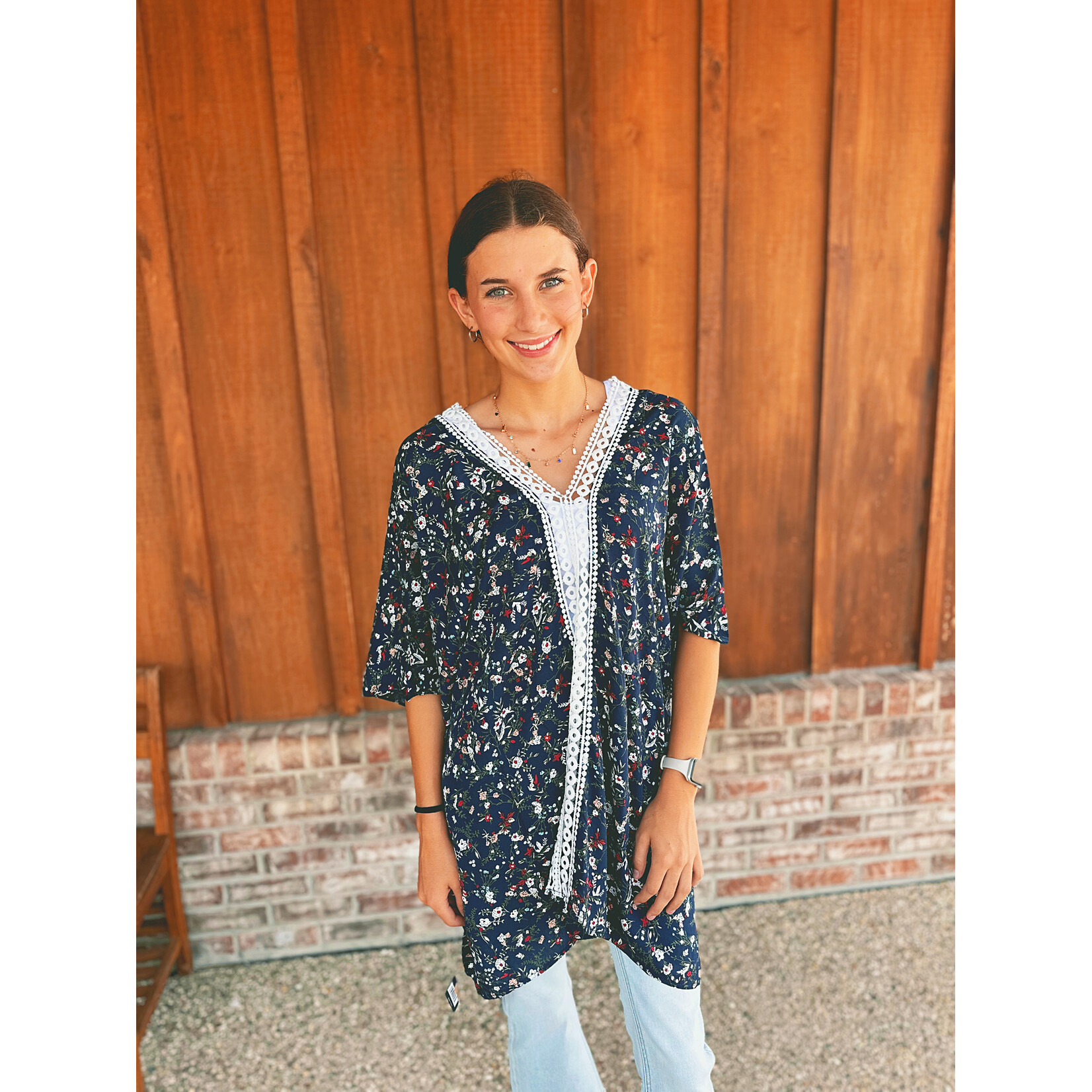 Youngs Young's Lace and Floral Kaftan