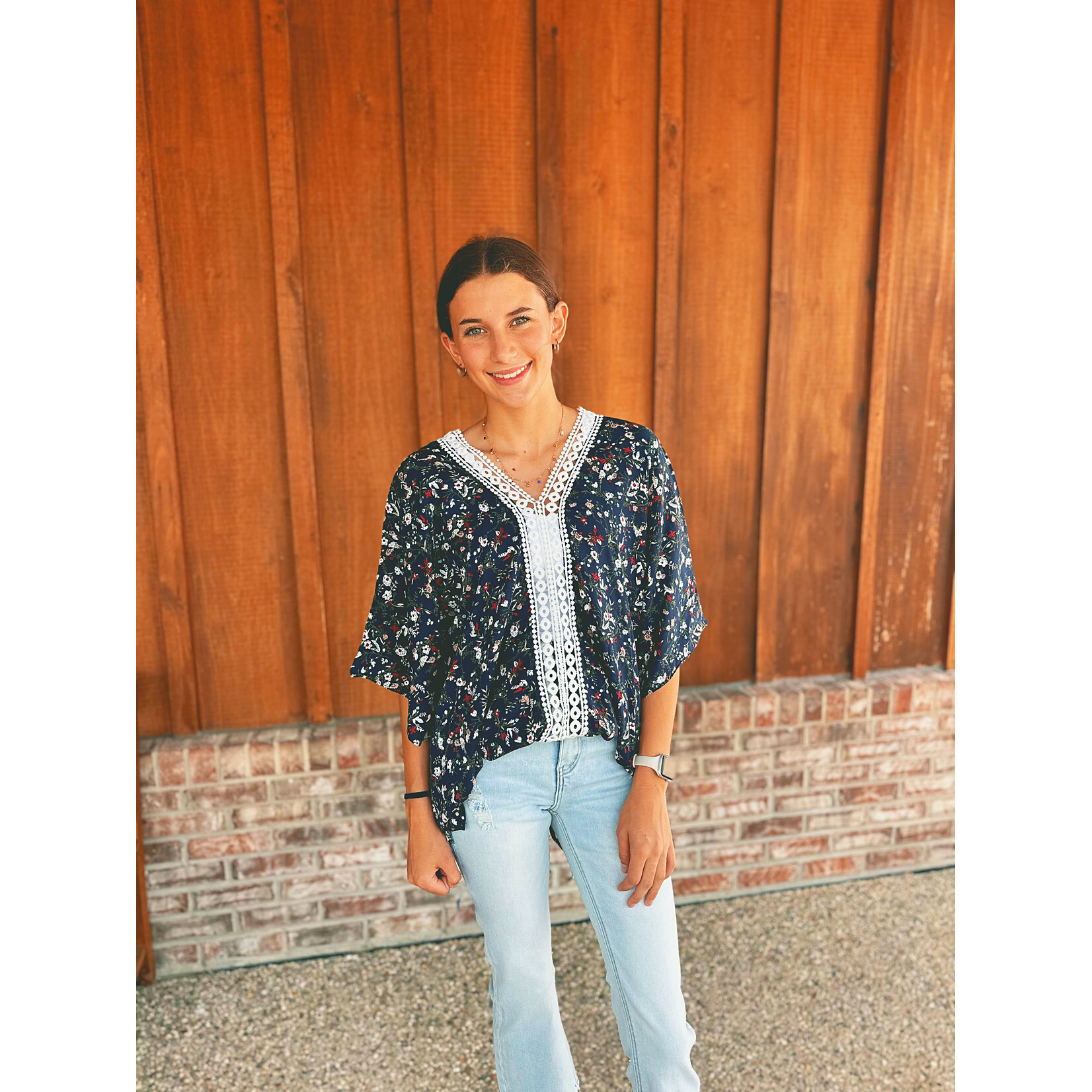 Youngs Young's Lace and Floral Kaftan