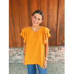 Sew in Love Sew in Love Ruffle Sleeve Top Dijon