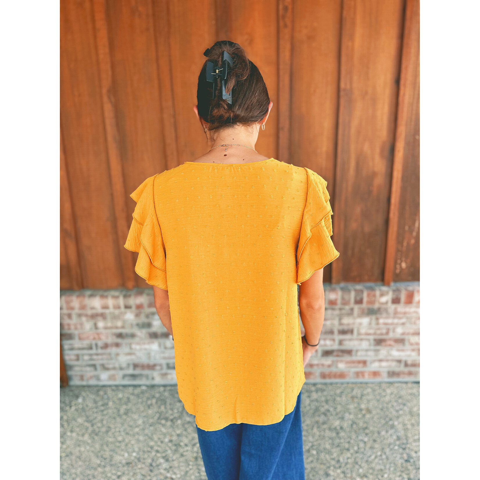 Sew in Love Sew in Love Ruffle Sleeve Top Dijon