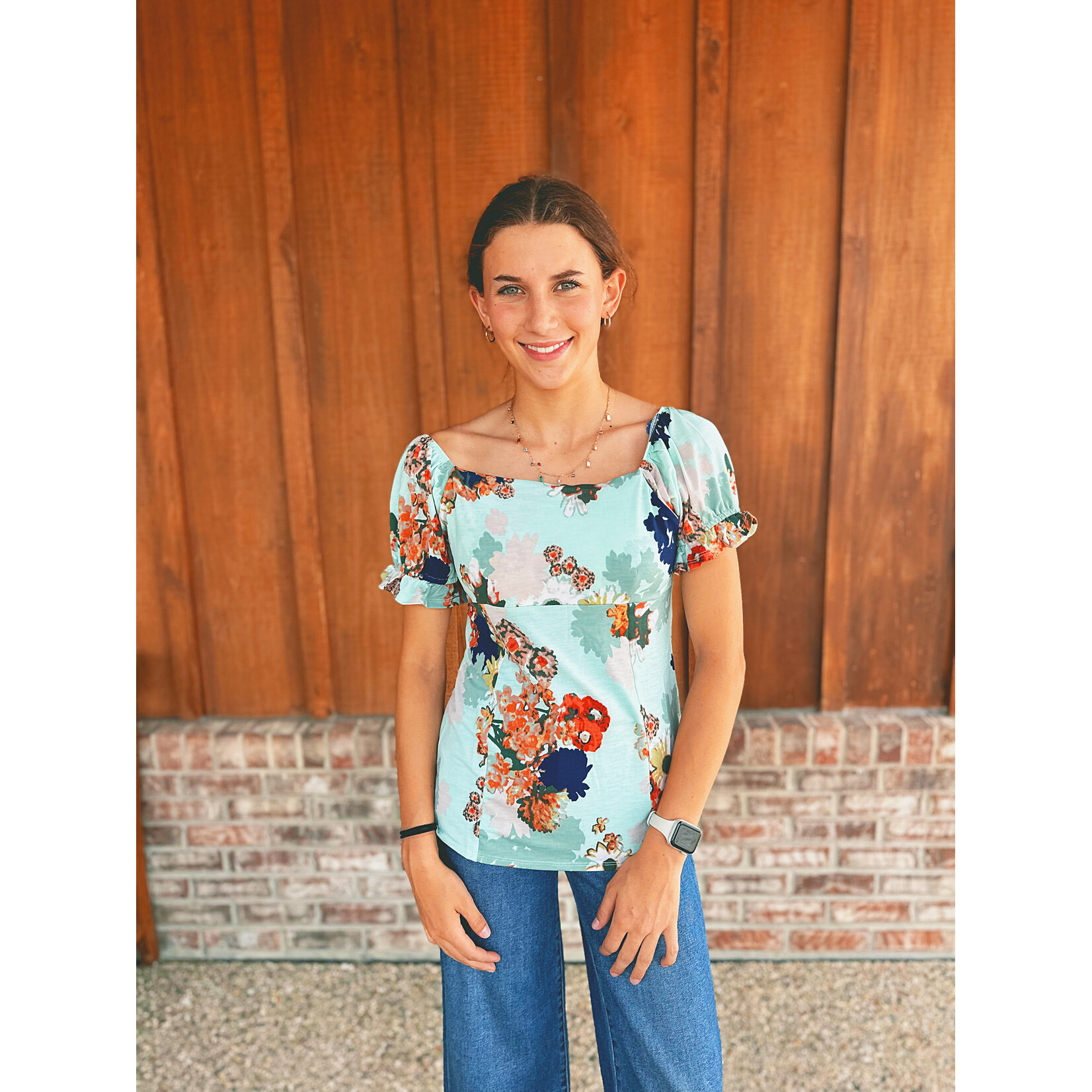 Sew in Love Sew in Love Sleeve Ruffle Floral Top