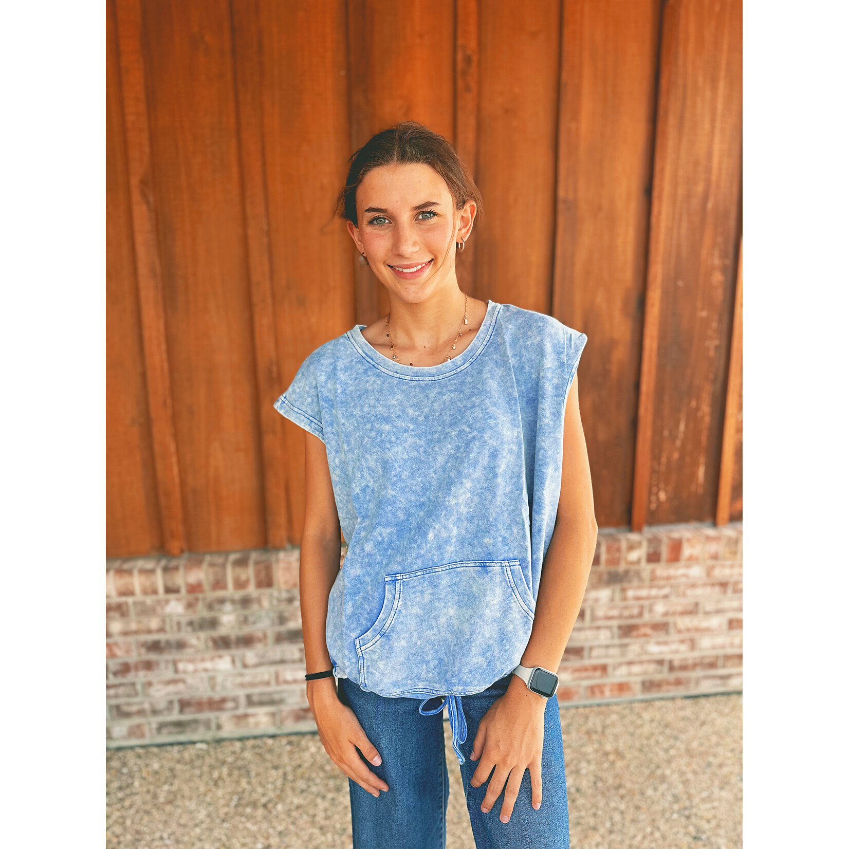 Sew in Love Sew in Love Oversized Short Sleeve Pullover Denim