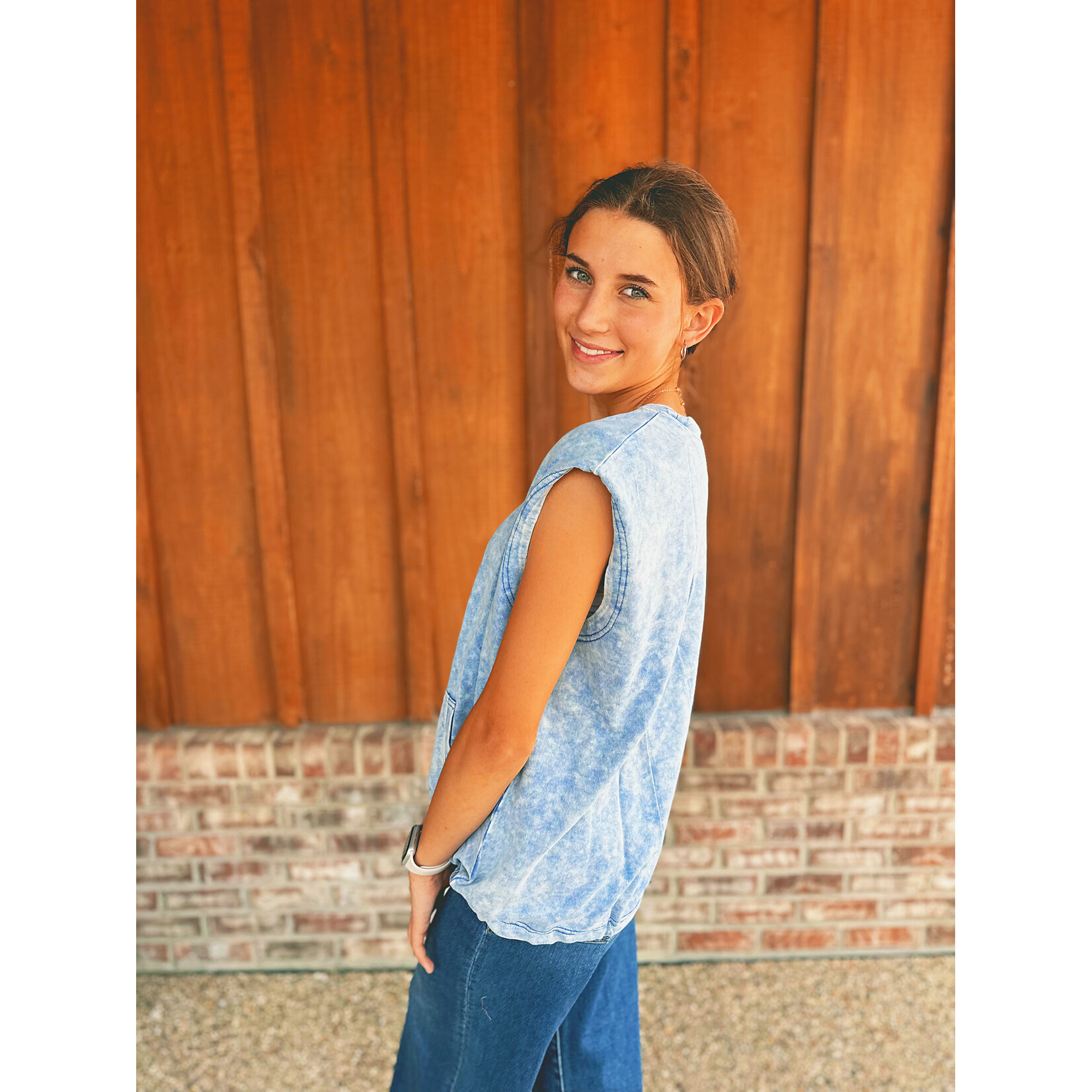Sew in Love Sew in Love Oversized Short Sleeve Pullover Denim