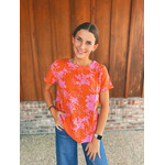 Sew in Love Sew in Love Boxy Top Gauze Floral Print Orange Fuschia