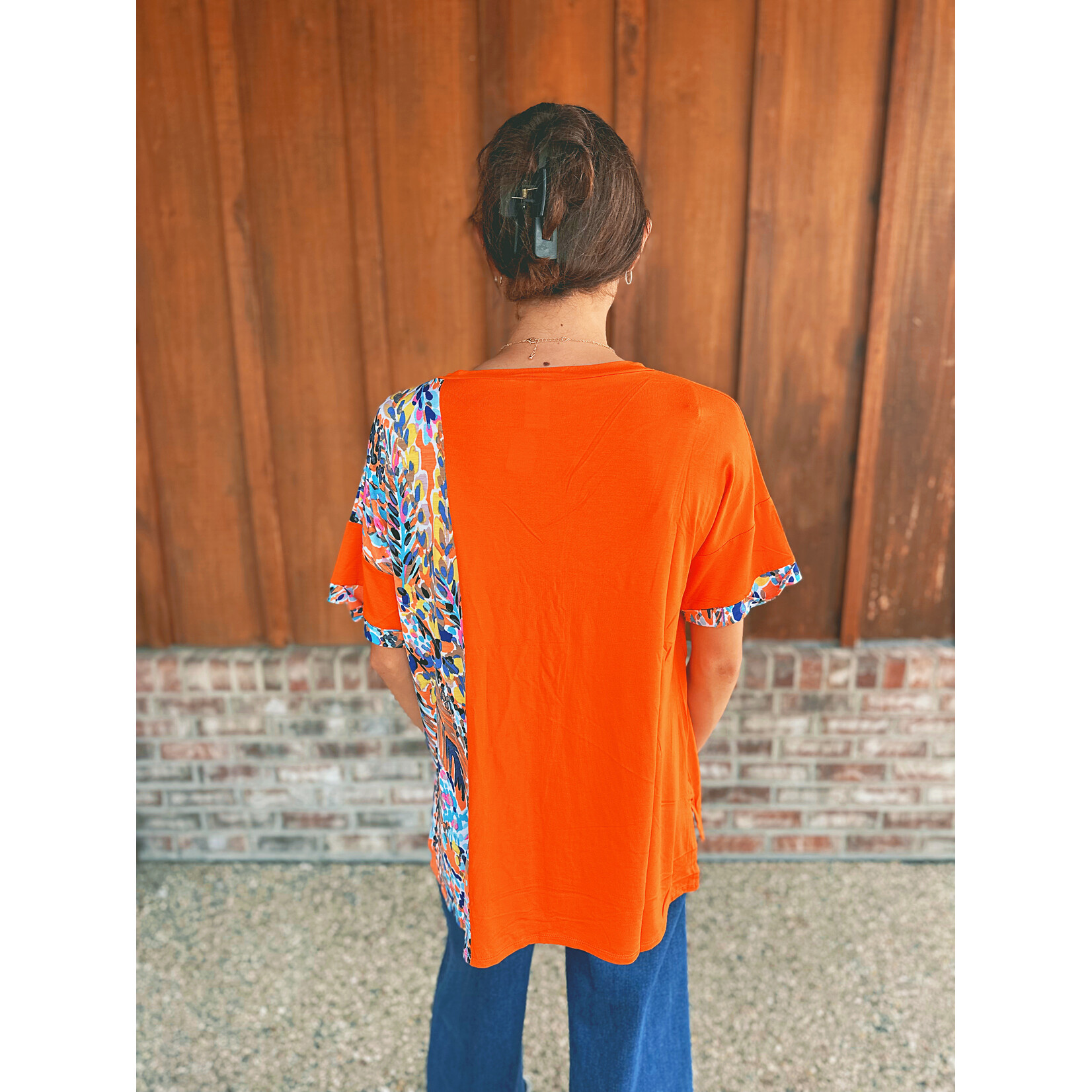 Sew in Love Sew in Love Short Sleeve Top Orange Multi