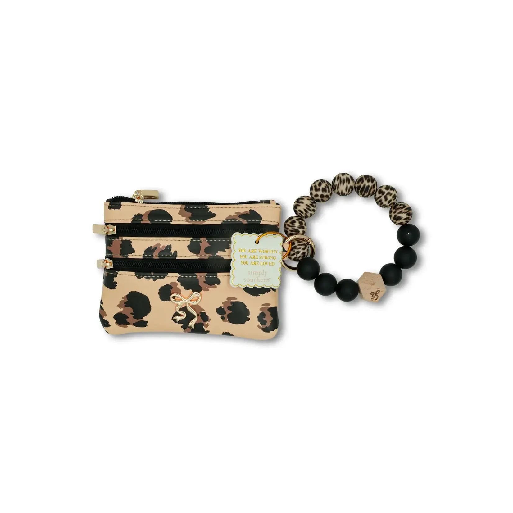 Simply Southern Simply Southern Bead Bangle Wallet Cream Leopard
