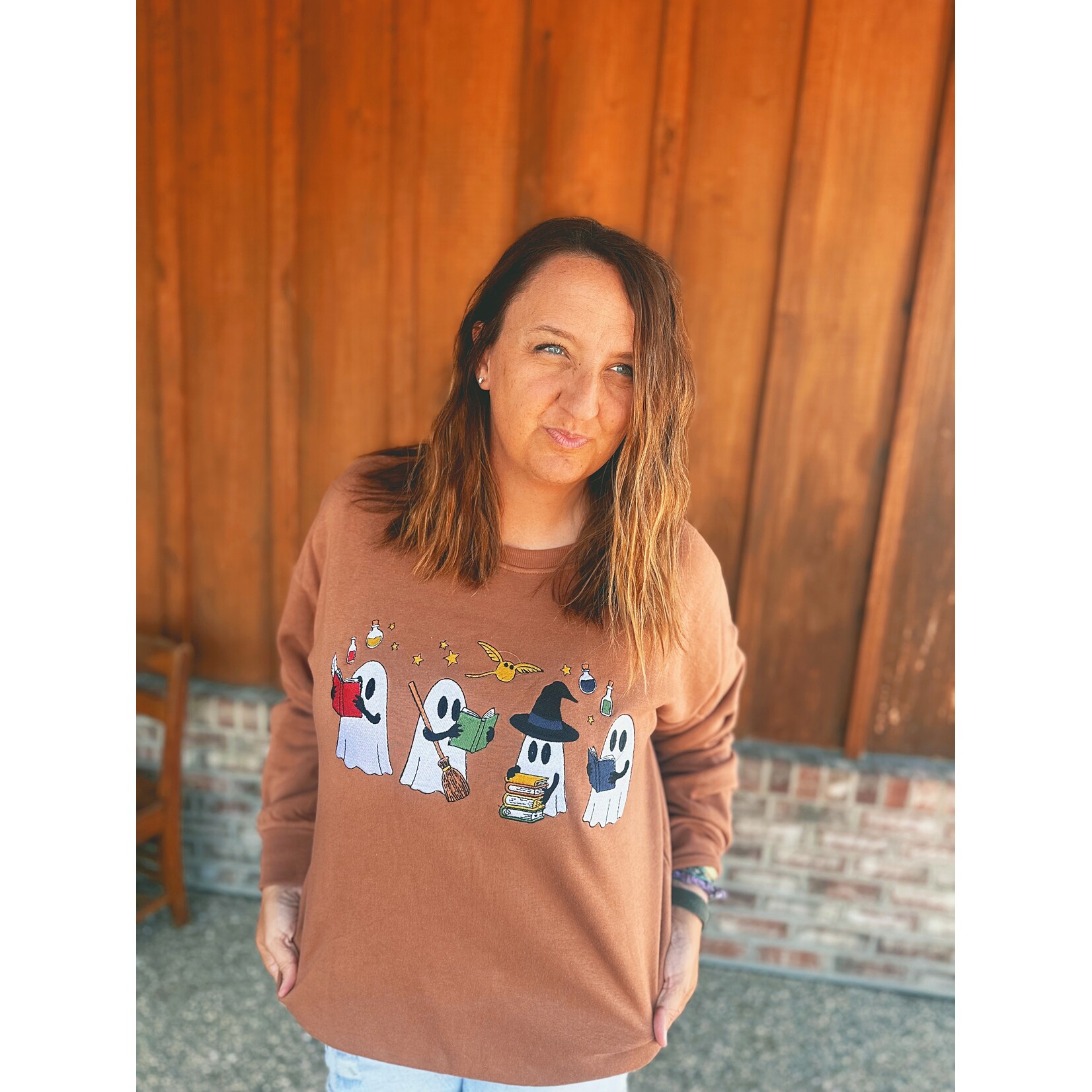 Simply Southern Simply Southern Crewneck Embroidered Fall Ghost