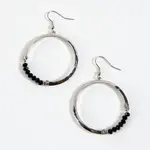 Howards Howard's Jet Beaded Hoop Earrings Silver