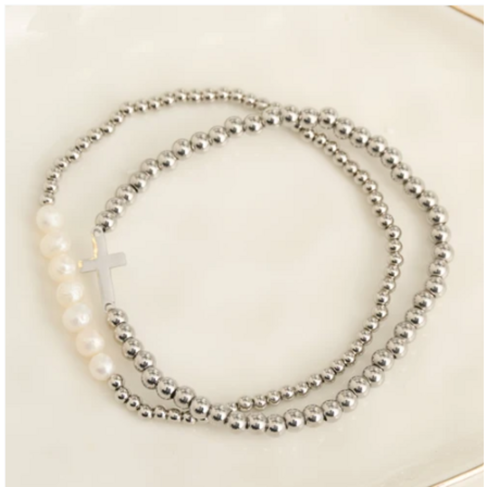 Howards Howard's Narelle Waterproof Pearl and Cross Stretch Set Silver