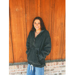 New In Very J Washed Demin Casual Hooded Pullover Top Black