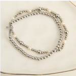 Howards Howard's Narelle Waterproof Pearl Station and Cross Stretch Bracelet Set Silver