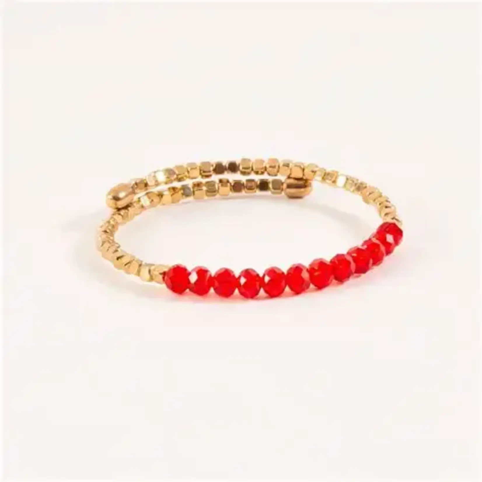 Howards Howard's Crimson Beaded Memory Wire Bracelet Gold