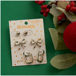 Howards Howard's Holiday Silver Rhinestone Bow Earring Trio