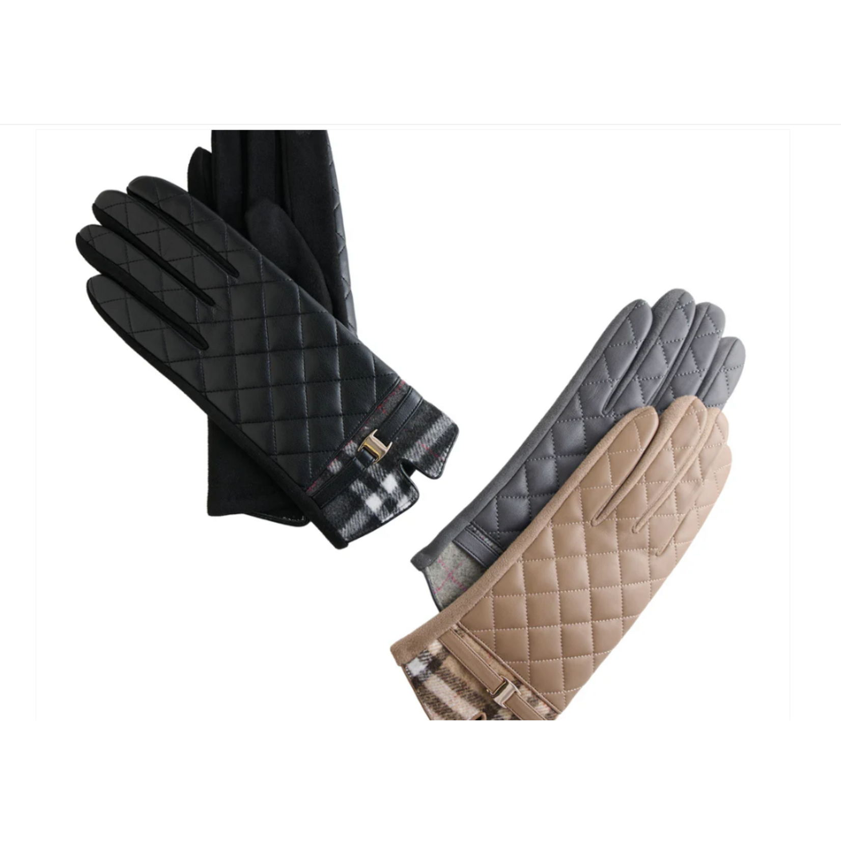 Howards Howard's Vivi Plaid Trim Quilted Vegan Leather Glove Assortment