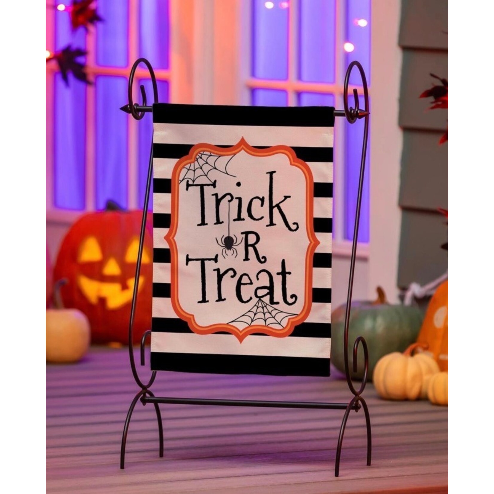 Evergreen Striped Trick or Treat Garden Flag
