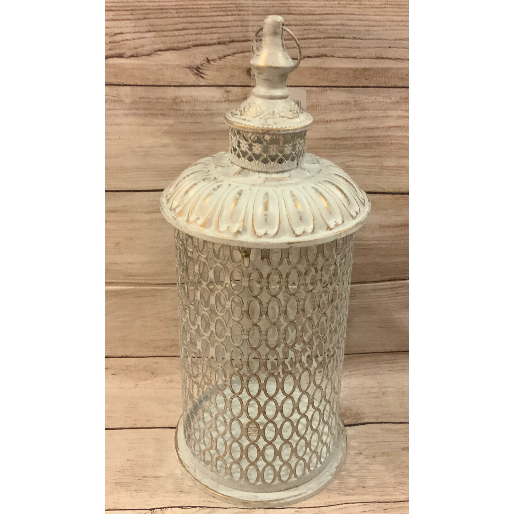 Gerson White Brushed Metal Lantern Large