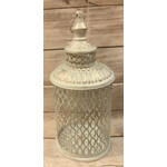 Gerson White Brushed Metal Lantern Medium